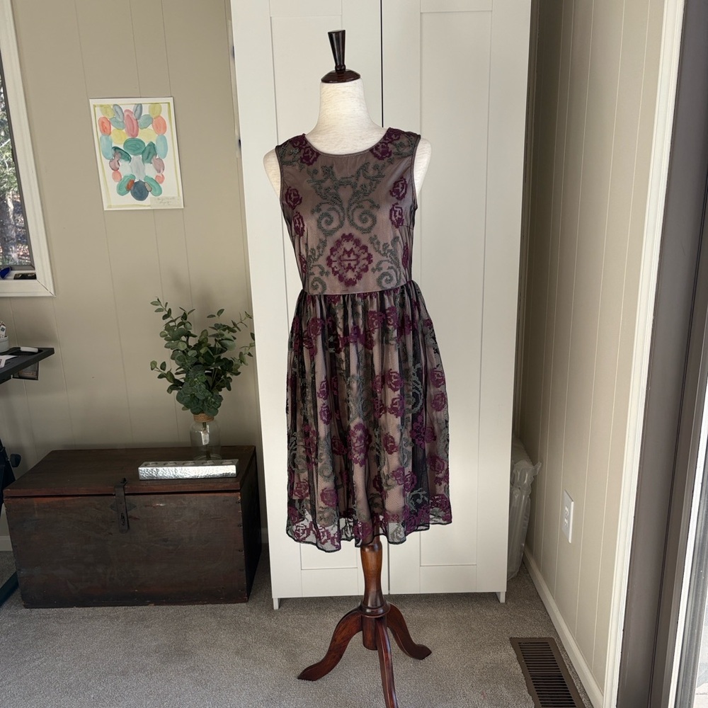 Sundance Purple and Black Lace Dress Sz 2